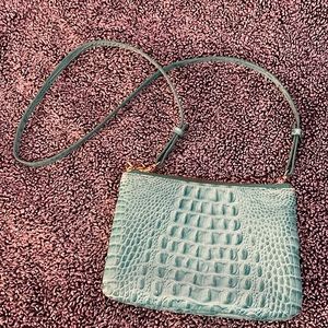 Brahmin Cross-body purse, turquoise-blue color.